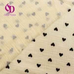 Pur coton délicat coeur imprimé teint en fil Seersucker tissu tissé <span class=keywords><strong>Double</strong></span> crêpe Textile pour bébé couverture rideau couverture pour garçons - Product Image 4