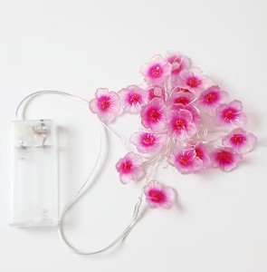 สีชมพูดอกซากุระ LED ไฟสตริงแบตเตอรี่ดําเนินการโรแมนติกดอกไม้ Fairy ไฟงานแต่งงานตกแต่งห้องนอน - Product Image 1