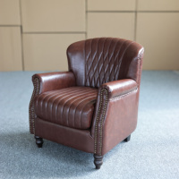 Fauteuil Tigre en Cuir Véritable Ultra-Doux Style Rétro Américain pour Salon, Bar à Cigares, Hôtel, Club, Réception