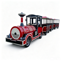 Train touristique sans rails avec lumières LED colorées et moteur silencieux, pour parcs d'attractions et sites touristiques