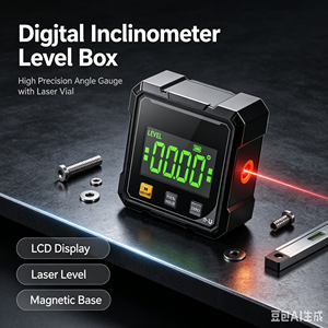 360 °   เครื่องวัดความเอียงแบบดิจิตอล เลเซอร์ระดับอิเล็กทรอนิกส์ เครื่องวัดมุมเอียงความแม่นยำสูง เครื่องมือวัดความลาดเอียงแบบ USB - Product Image 2