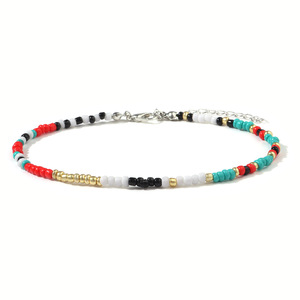 Pulsera <span class=keywords><strong>tobillera</strong></span> de punto de playa para mujer, cuentas de cristal coloridas de semillas bohemias, GAB007 - Product Image 4