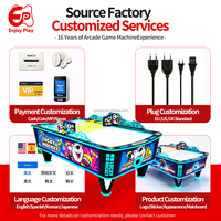 Mesa de Hockey de Aire Comercial Profesional para 2-4 Jugadores, Máquina de Monedas con Múltiples Bolas y Tickets, Pantalla de 17 Pulgadas para Parques de Diversiones y Centros de Juegos
