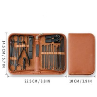 Ensemble de manucure Kit de coupe-ongles professionnel 26 pièces Kit de manucure en acier inoxydable Outils de soin des ongles avec étui de voyage luxueux