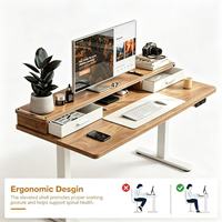 Escritorio Eléctrico de Altura Ajustable con Cajones, Escritorio Motorizado para Computadora, para Trabajar de Pie o Sentado, para Oficina en Casa
