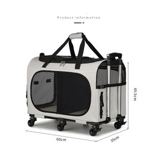 Boîte de <span class=keywords><strong>transport</strong></span> portable pour <span class=keywords><strong>chien</strong></span> et chat, pliable, respirante, surface douce, modèle de voyage, valise à roulettes en Oxford imprimé - Product Image 5
