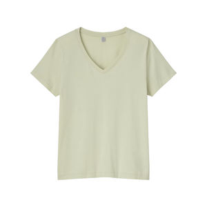 Camiseta de Punto Casual con Cuello en V para Mujer, Marca Eco Pure, Algodón Orgánico, Manga Corta, Color Sólido, Teñido sin Químicos, Sostenible - Product Image 1