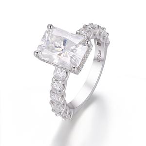 Anillo de Moissanita con Corte Radiante de 4.5ct, Oro Blanco Sólido Real de 18k, 14k, 10k, Joyería Fina, Anillos Personalizados, Anillos de Compromiso para Mujer - Product Image 2