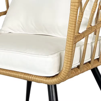 Meubles de patio Boho canapé d'intérieur et d'extérieur ensemble de chaises de chat en rotin osier beige