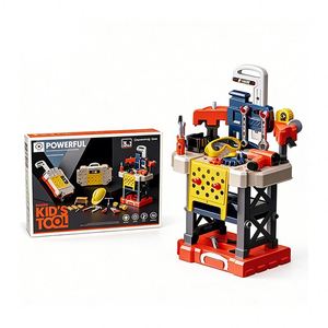 Ensemble d'outils de construction interactifs, établi en bois, boîte à outils, jouet d'ingénieur, perceuse, jeu d'imitation, jouet éducatif pour le développement et l'apprentissage - Product Image 1