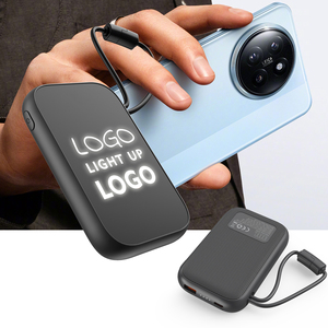 Promotional Led Logo Power Bank With Built-in Cables Fast Charge Power Bank Portable Charger External Battery Pack Power Supply
