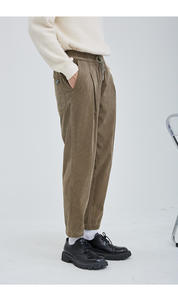 Pantalones de pana informales de invierno para hombre, pantalones de pierna recta de Color sólido con cordón Simple urbano de cintura media - Product Image 2