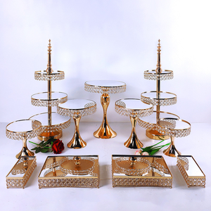 Juego de Soportes para <span class=keywords><strong>Pastel</strong></span> de Metal con Pedrería Brillante de Alta Calidad, Decoración para Mesa de Postres - Product Image 3