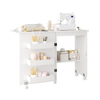 Table pliante pour machine à coudre, étagère, bureau d'ordinateur, table pliante pratique pour machine à coudre avec roulettes, pièces de machine à coudre