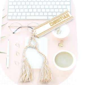 Personalizado hecho a mano tejido letras amor bordado borla pulsera moda ajustable amistad tela pulseras - Product Image 5