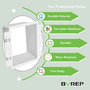 Boîtier <span class=keywords><strong>d</strong></span>'extension électrique en PVC à 2 modules BAREP SNW-80, homologué CETLus, UL 514C, UL94 V2, résistant au feu, pour prise murale standard américaine - Product Image 3