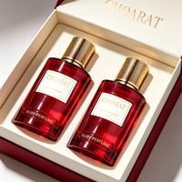 Großhandel Beliebtes Design Elegante Rubinrote Runde Parfümflasche 100ml Luxuriöse Glas-Duftflasche für Damen