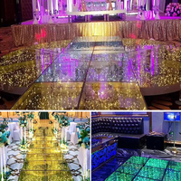 Nouvelle Arrivée Décoration de Piste de Danse de Mariage Effet 3D en Aluminium et Verre Trempé Lumières LED de Scène pour Centre de Mariage