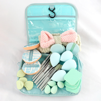 Kit de maquillage de 33 pièces avec sac cosmétique de voyage Pinceaux de maquillage Collection éponge Bouffée Maquillage complet du visage avant après le fond de teint