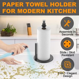 Porte-serviettes en papier de cuisine moderne en acier inoxydable avec distributeur de pulvérisation, sans perçage requis - Product Image 2