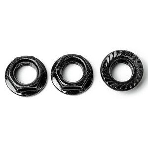 10 unids/bolsa de acero al carbono negro/tuerca de brida hexagonal de acero inoxidable con tuerca métrica de M3-M20 dentada DIN6923 - Product Image 6