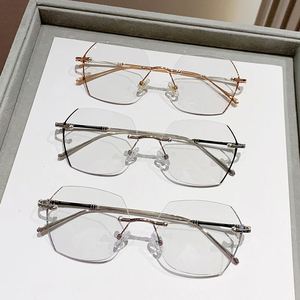 Montures de lunettes anti-lumière bleue sans monture en alliage, personnalisables avec logo, pour femmes, collection 2025, verres photochromiques - Product Image 5