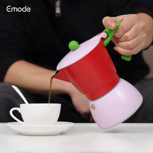 Emode Chất lượng cao <span class=keywords><strong>6</strong></span> ly đầy màu sắc Moka maker <span class=keywords><strong>Espresso</strong></span> nhôm cà phê nồi với xử lý - Product Image 2