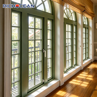 Ventana Americana Personalizada RICHOCEAN de Aluminio con Rejilla, Ventanas Panorámicas Impermeables de Doble Vidrio Templado