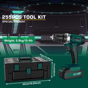 Ensemble d'outils électriques sans fil au lithium 20V en acier au chrome-vanadium, perceuse électrique multifonctionnelle avec mallette rigide, garantie 3 ans - Product Image 4