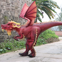 Costumes de dinosaures robots en silicone réaliste grandeur nature, dragon rouge, avec fumée et lumières LED