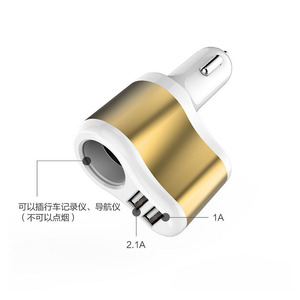 Adaptateur allume-cigare de voiture avec trois ports USB, chargeur rapide, entrée 12-24V, sortie 2100W, séparateur un à trois - Product Image 2