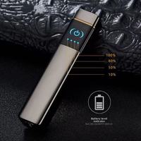 Briquet à arc à activation par empreinte digitale, rechargeable, coupe-vent, alimenté par USB, design moderne minimaliste en métal, cigarette électronique