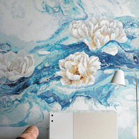 Murale en verre/marbre à motifs floraux faits à la main, art de la mosaïque personnalisé pour hôtel, villa, salon, entrée, décoration murale