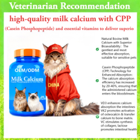 Tabletas de Calcio en Leche AINA Más Vendidas, Vitamina D3, Complejo de Vitaminas B para Gatos - Absorción Rápida, Salud Articular, Densidad Ósea, Inmunidad