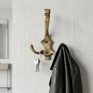 AK Brass Antique Brass Finish Double <b>Wall</b> Hook Metal Coat Hanger Towel Hook <b>Clothes</b> Hanger for Home Decor - Product Image 3