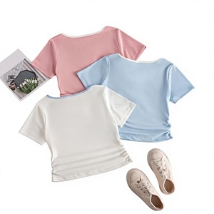 Hoodie court à manches courtes en polyester/coton 160g, imprimé avec logo personnalisé, pour femme, mignon, décontracté, tricoté, écologique, respirant, toutes saisons - Product Image 2