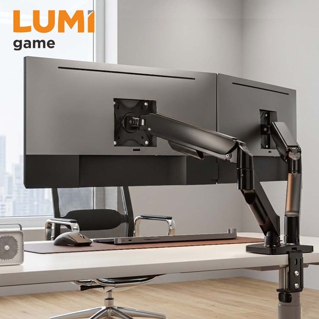 LDT97-C024E Economical Steel Mechanical Spring Dual Monitor Arm Computer VESA Monitor Mount Stand Bracket 17"-32" Home Office