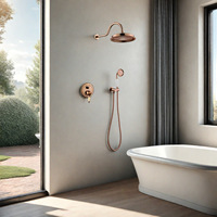Set Shower Vintage Eropa dengan Showerhead Kuningan Padat Tersembunyi di Dinding, Showerhead Air Panas/Dingin Tersembunyi