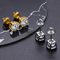 3mm-10mm Boucles d'oreilles classiques Mossanite à vis Bijoux de luxe en argent sterling 925 VVS Moissanite Diamond Ear Stud pour hommes femmes