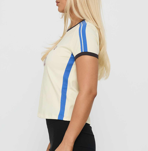 T-shirt à manches courtes pour femme, style Y2K vintage, coupe ajustée, motif imprimé <span class=keywords><strong>Mon</strong></span> Cherie 08, col rond, avec panneaux latéraux rayés, streetwear décontracté - Product Image 2
