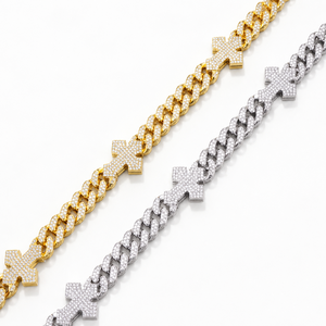 Chaîne cubaine en argent 925 plaqué or/platine avec moissanite, style hip-hop streetwear, bijoux de luxe par Haalo Jewels - Product Image 4