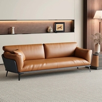 Ensemble de canapés de bureau en cuir de style moderne, grand canapé modulaire pour salle d'attente, de visite, de direction et de réception