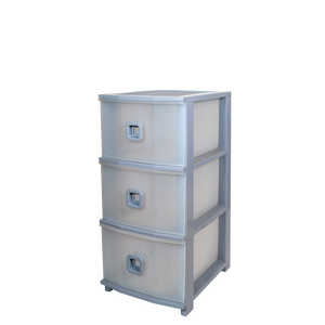 Pratika Slim 3-Drawer <b>Storage</b> Unit with Injection Molded PP Material <b>Grey</b> 375x285x610mm for Bathroom - Product Image 1