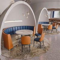 Ensemble de canapés de restaurant moderne de luxe léger, tables et chaises de café extérieur, tabourets de bar - Mobilier en cuir écologique