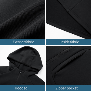 Felpa Sportiva da Uomo con Cappuccio e Zip Personalizzabile, Pullover Autunnale in Tessuto Intrecciato con Tasca Tinta Unita OEM&ODM - Product Image 2