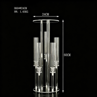 Candélabre de mariage en acrylique transparent, grand porte-bougie avec plateau à fleurs, décoration de table pour réception de mariage, dîner