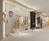 Tienda de ropa moderna Diseño de estante de exhibición interior Exhibición de ropa personalizada Isla Moda Boutique Ideas de decoración