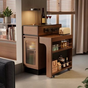 Custom Solid <strong>Wood</strong> <strong>Top</strong> Modern Folding Extendable Mobile bar <strong>Table</strong> <strong>for</strong> Small Apartment Kitchen Island Dining Space - Product Image 2