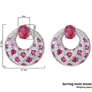 Fashion Jewelry Eco-friendly Copper Micro Pave 8*10mm Multicolor Zircon Geometric Bohemian Korean Wholesale <b>Earrings</b> Bulk Retail - Product Image 2