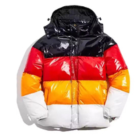 Manteau d'hiver décontracté à capuche pour homme, en duvet, couleur unie, design à blocs de couleur, imperméable, en polyester épais, coupe classique